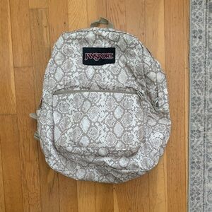 JanSport Beige Snake Pattern Backpack